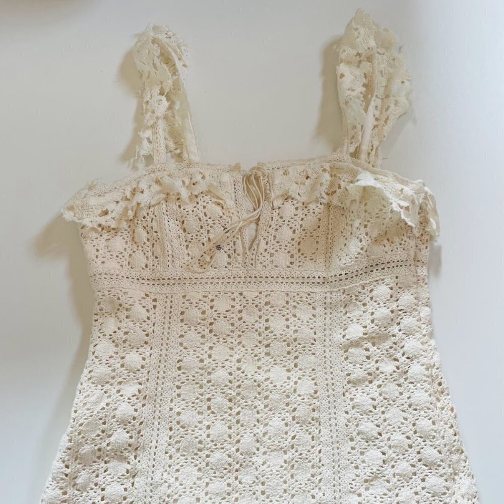 NWT Free People Cross My Heart Mini Dress Lace Crochet Laceup Boho Lined Beach - Picture 5 of 16
